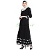 A-line casual abaya- Black with White strips